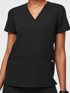 Figs Women's Black V-Neck Scrub Top